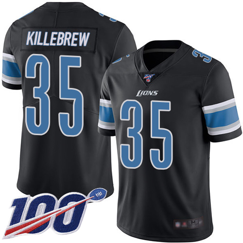 Detroit Lions Limited Black Men Miles Killebrew Jersey NFL Football #35 100th Season Rush Vapor Untouchable->youth nfl jersey->Youth Jersey